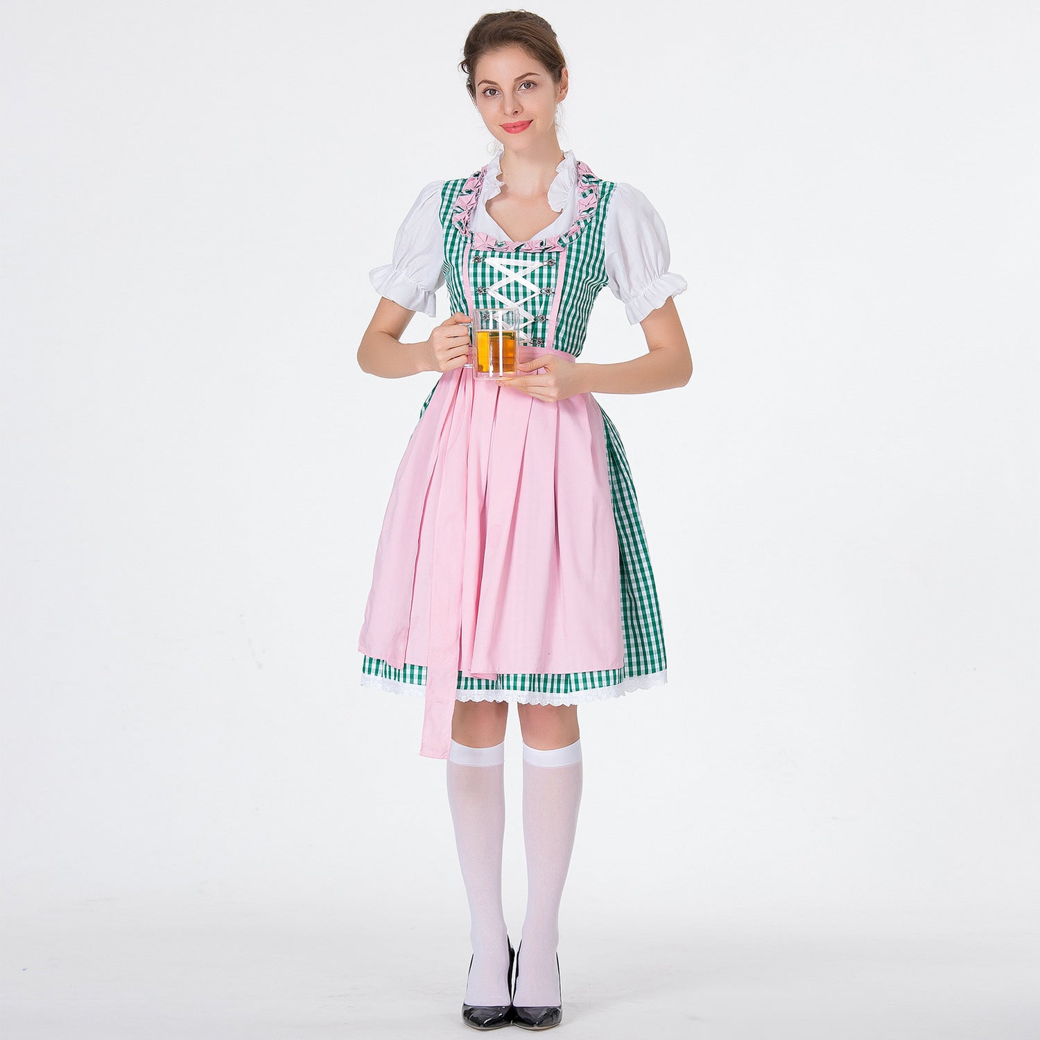 Damen Dirndlkleid mit geraffter Schürze