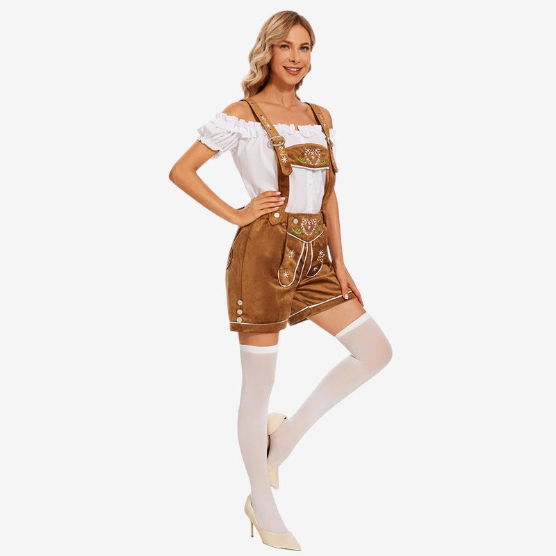 Damen Trachtenshorts mit Stickerei und Trägern