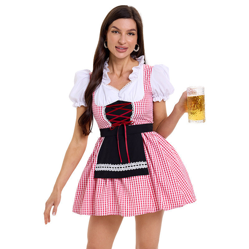 Kurzes Trachten Dirndl für Damen mit Puffärmeln