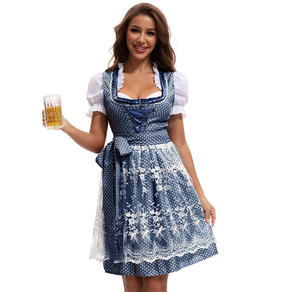 Damen Dirndlkleid mit Herzausschnitt und Spitzen-Schürze