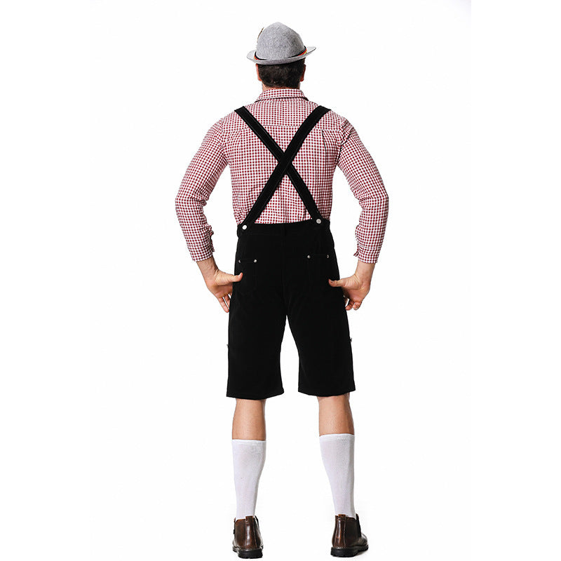 Herren Trachten-Kniebundhose mit verstellbaren Trägern