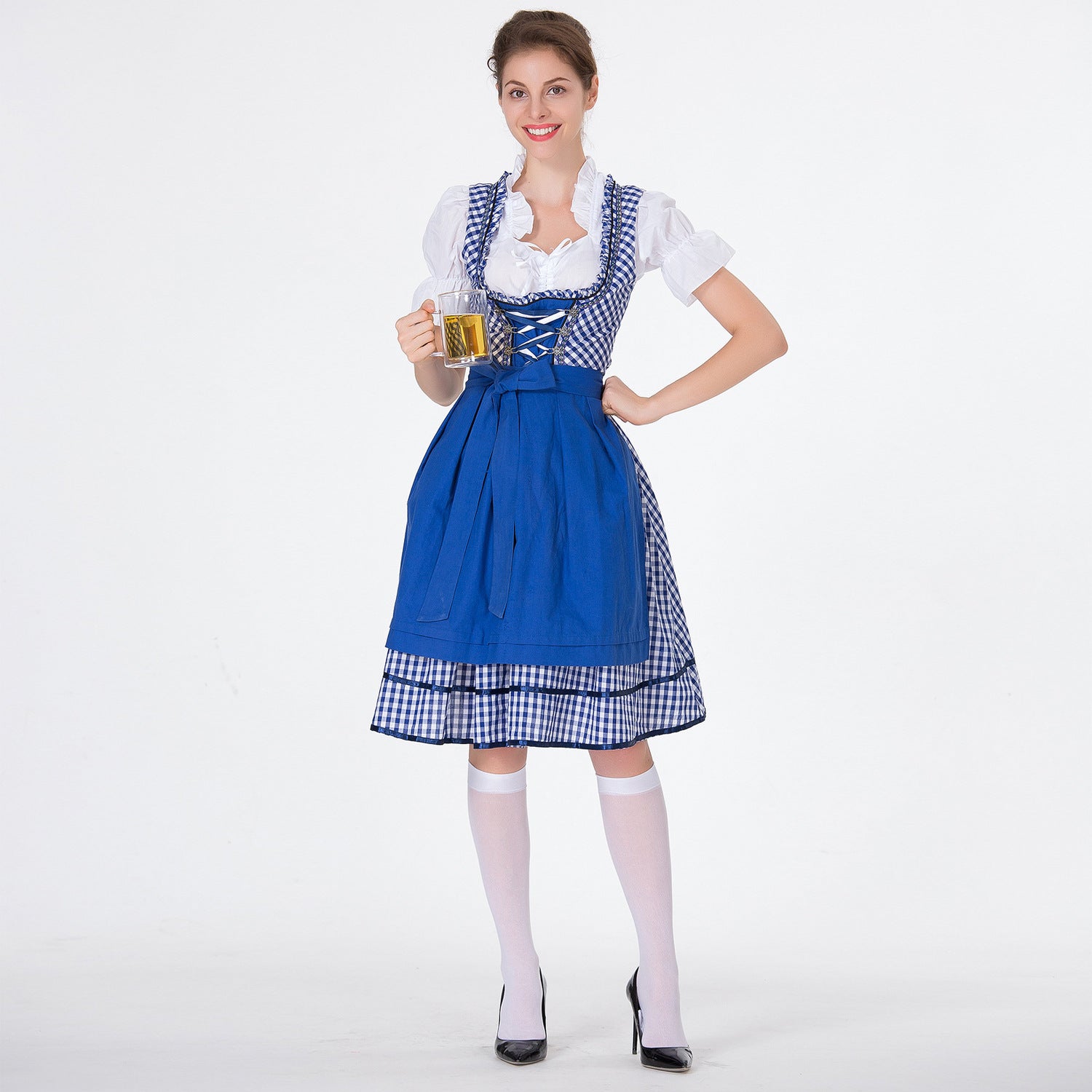 Damen Dirndlkleid mit geraffter Schürze