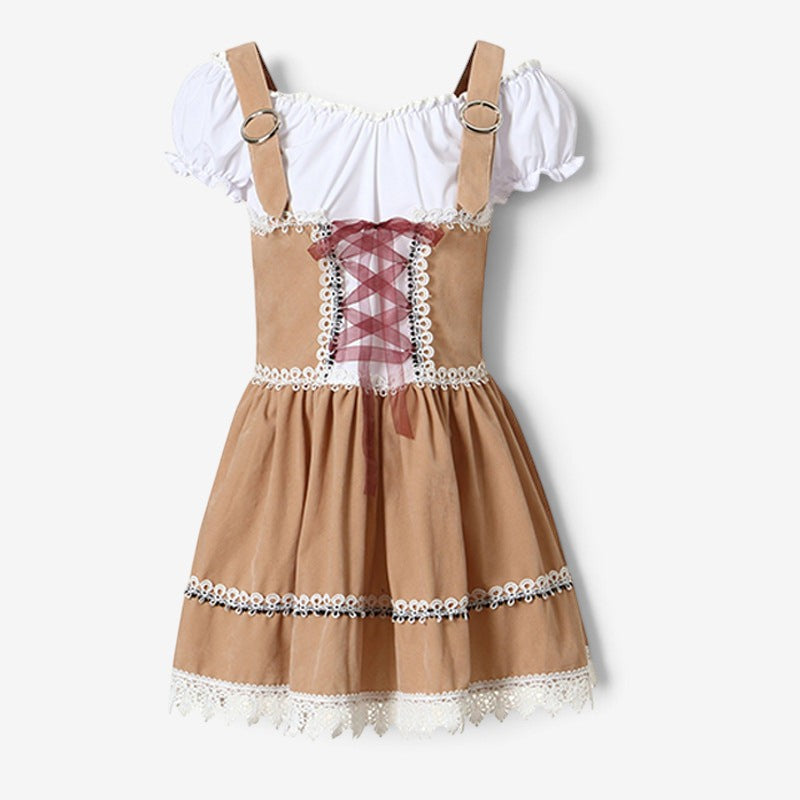 Damen Trachten Minikleid mit Carmenbluse und Hut