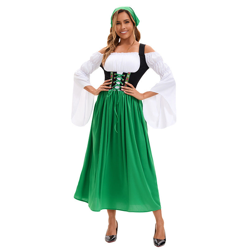 Damen Renaissance-Bauernkleid mit Trompetenärmeln