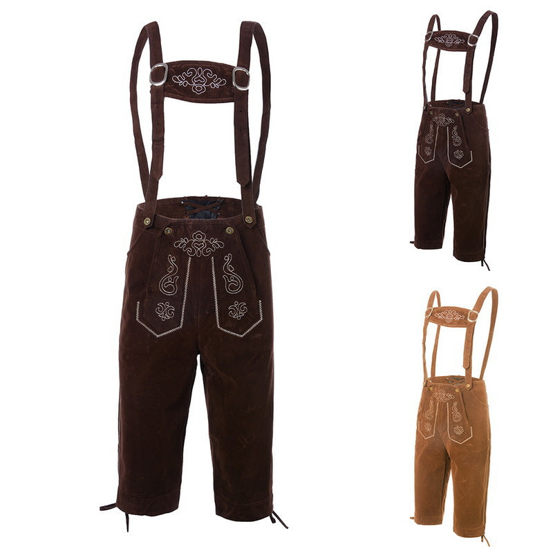 Herren Wildleder Lederhose mit Stickerei
