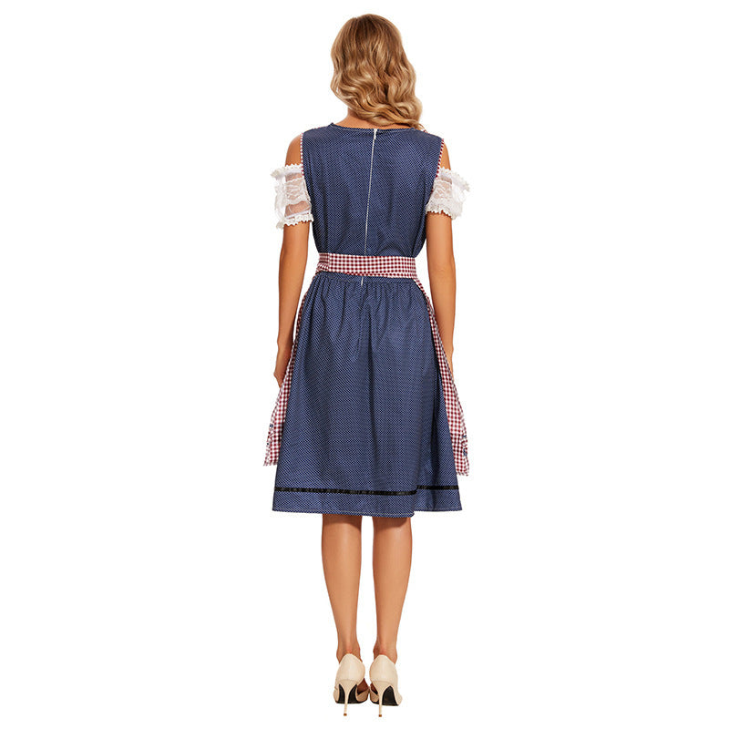 Damen Trachtenkleid mit Schnürmieder und Spitzenärmeln