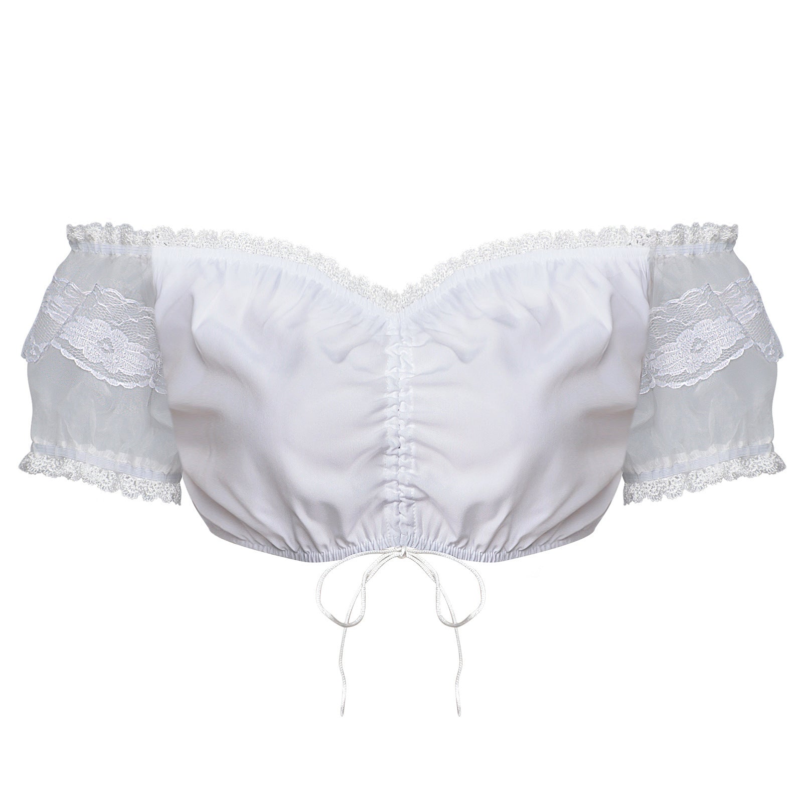 Damen Spitzenbolero Bluse mit Stehkragen