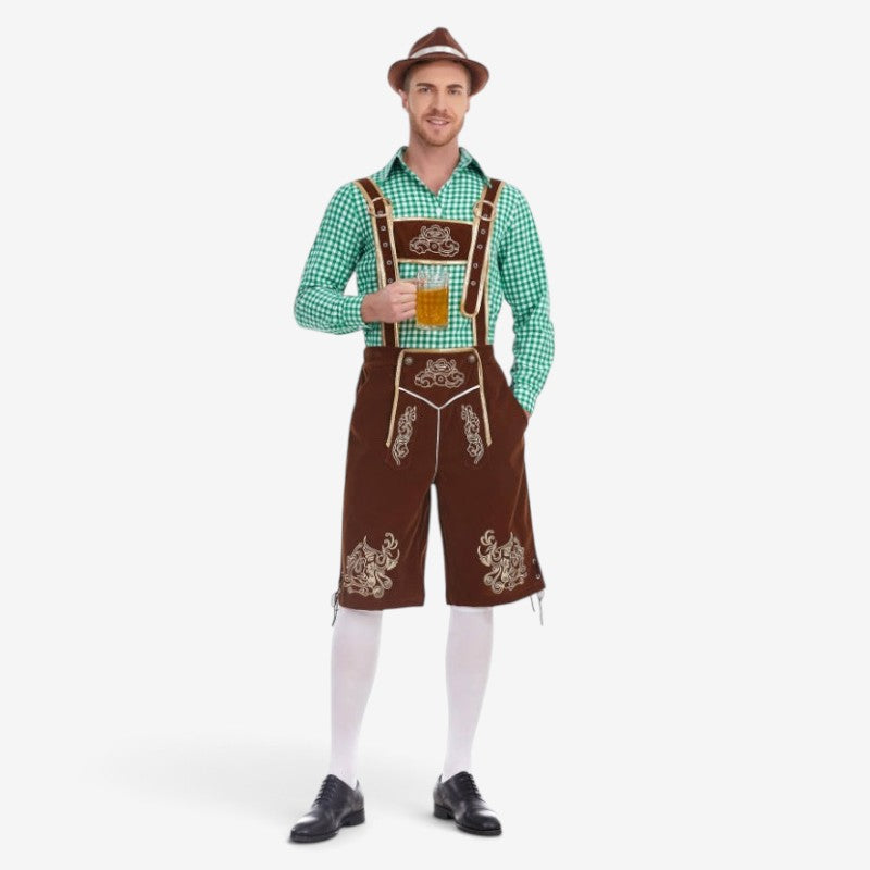 Herren Trachtenlederhose mit barocker Stickerei