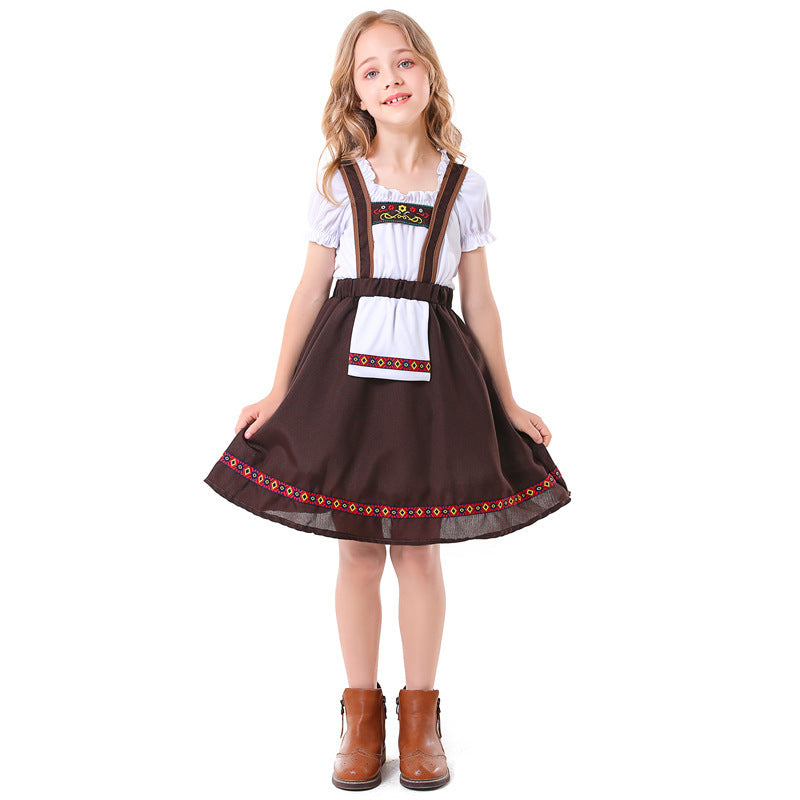 Mädchen Dirndlkleid mit Schürze und Stickereien