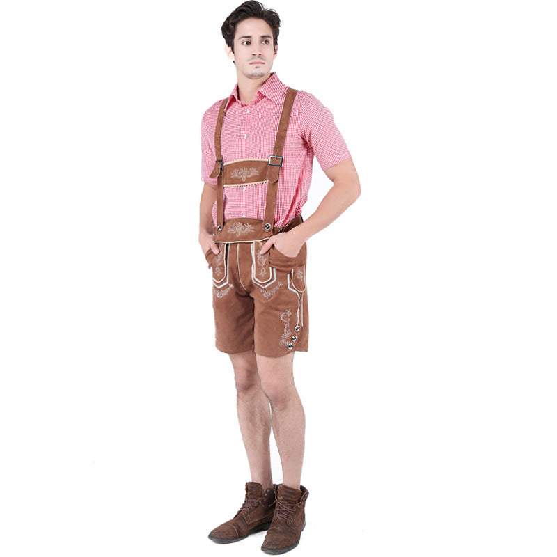 Herren Trachtenlederhose kurz mit Latzträgern