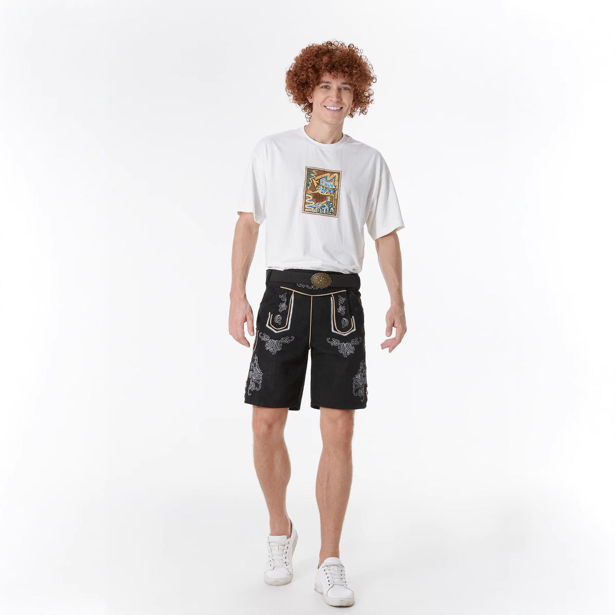 Herren Trachtenlederhose mit Stickereien