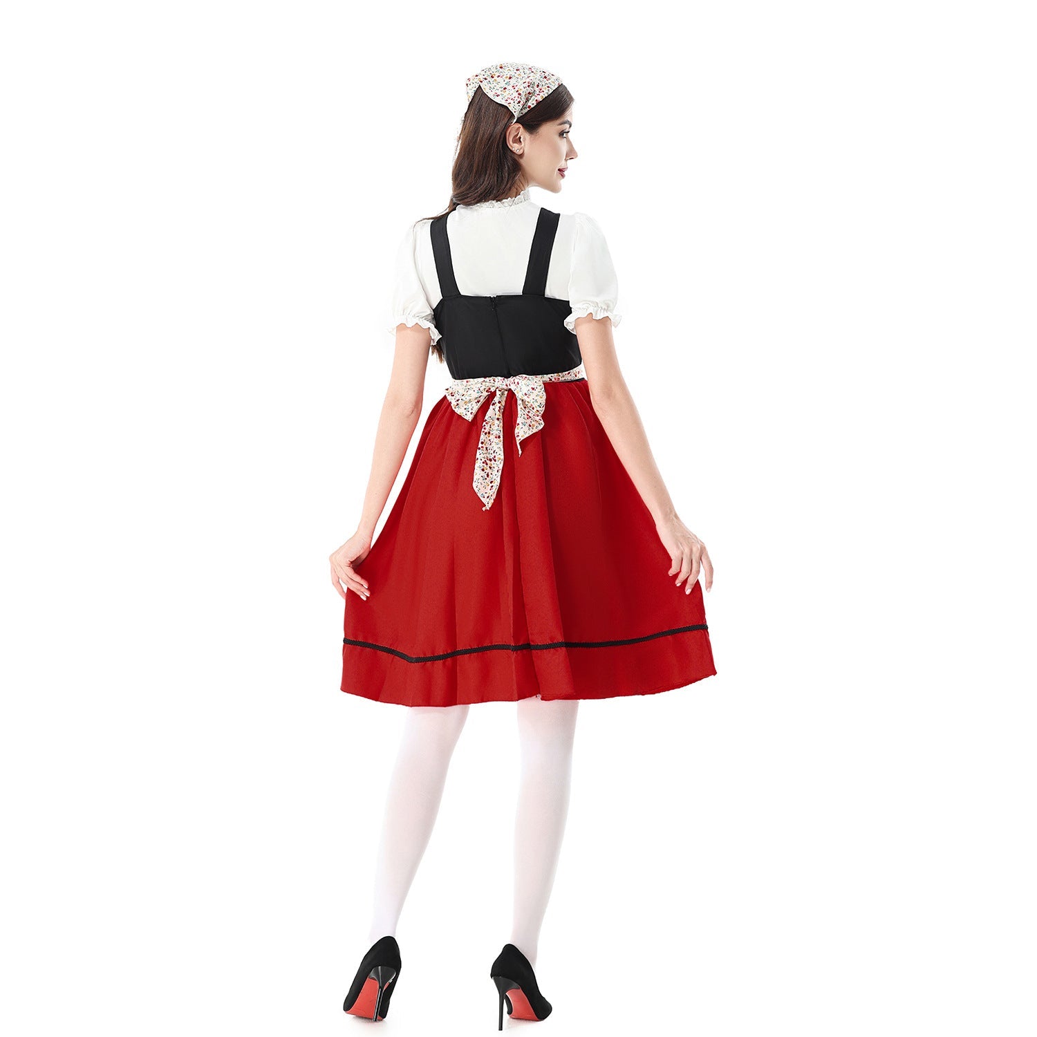 Damen Dirndlkleid mit floralem Muster und Schnürmieder