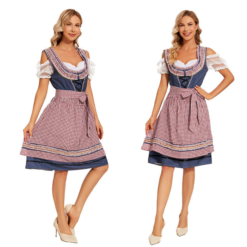 Damen Trachtenkleid mit Schnürmieder und Spitzenärmeln