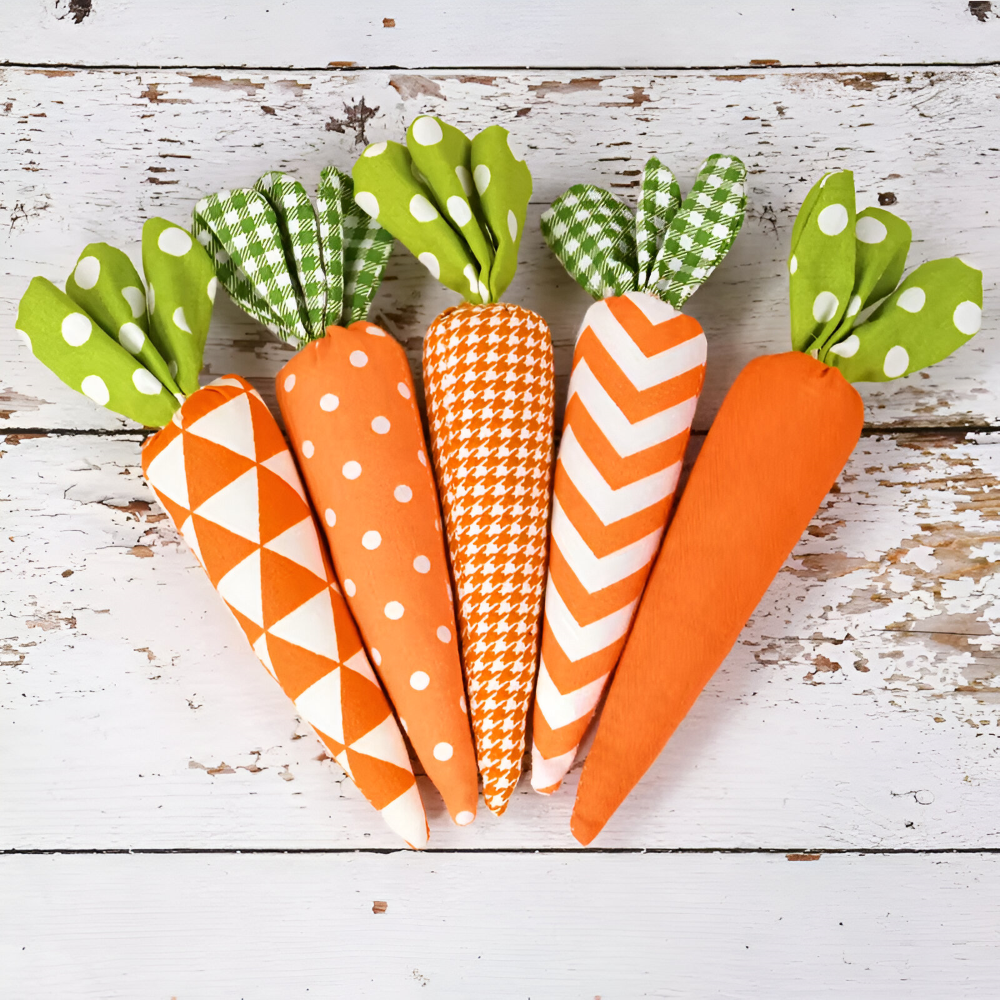 OrangeHue - Osterdeko - Plüsch Osterkarotten 5er Set 15,5 cm