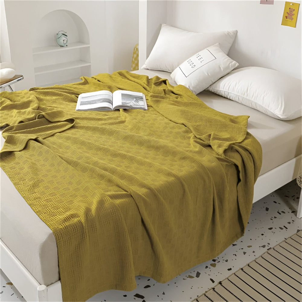 PlainPlush Plaid - Atmungsaktive Baumwolle Gestrickt Fleece Blanket für Stilvollen Komfort