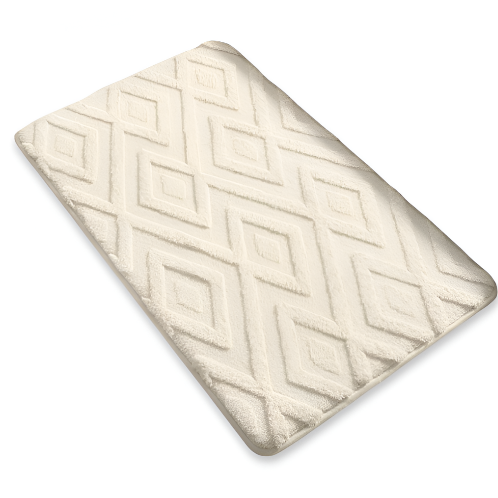 Plüsch Badematte mit Diamantmuster - Ultra-weiche, Rutschfeste Mikrofaser Badematte