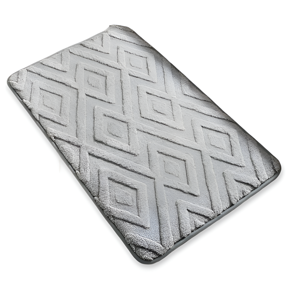 Plüsch Badematte mit Diamantmuster - Ultra-weiche, Rutschfeste Mikrofaser Badematte