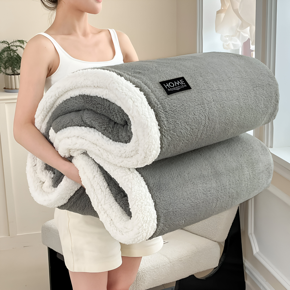 Sherpa - Kuscheldecke doppellagig Faux-Schafsfell