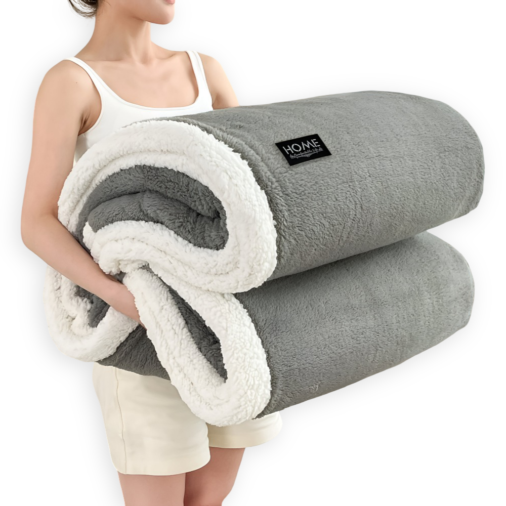 Sherpa - Kuscheldecke doppellagig Faux-Schafsfell