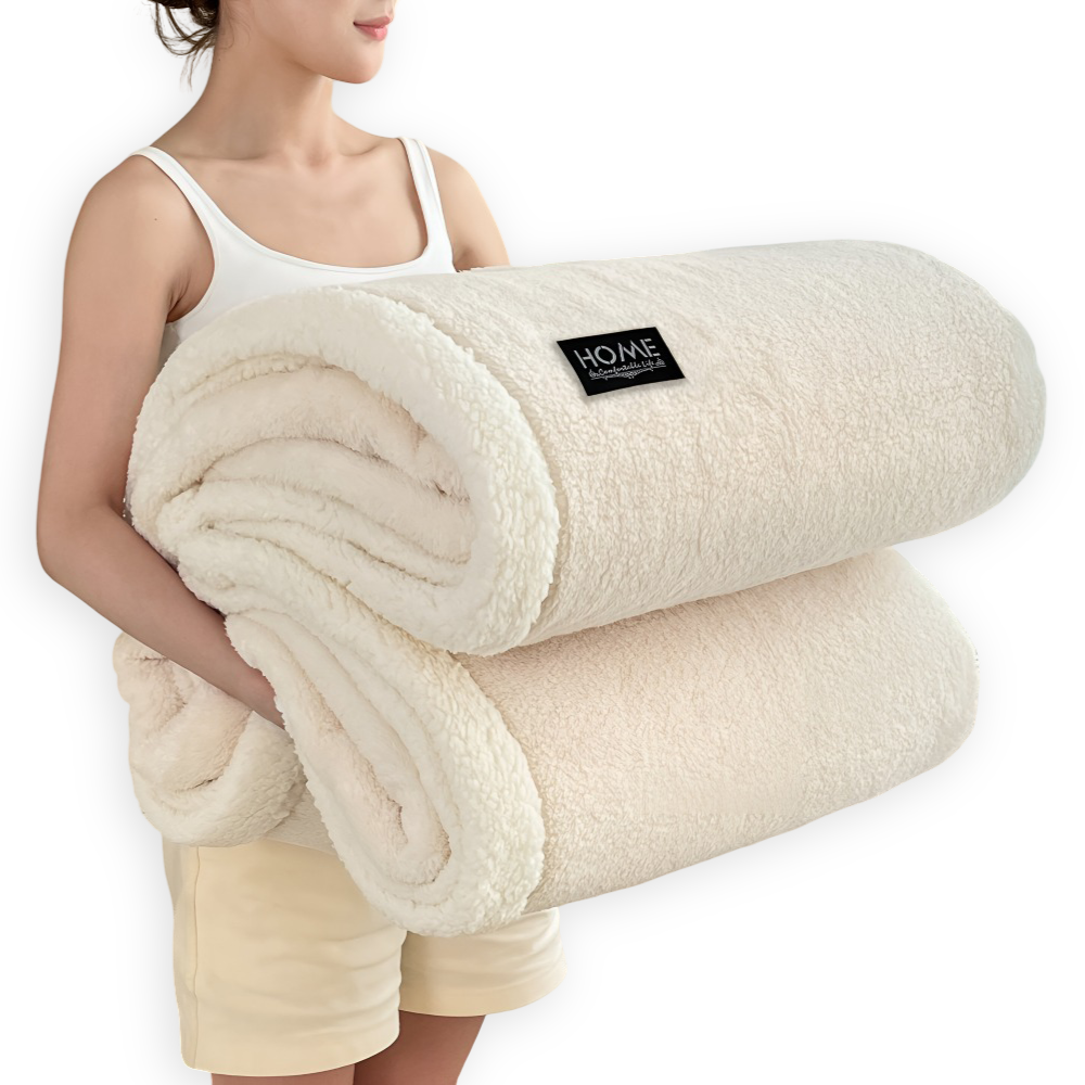 Sherpa - Kuscheldecke doppellagig Faux-Schafsfell