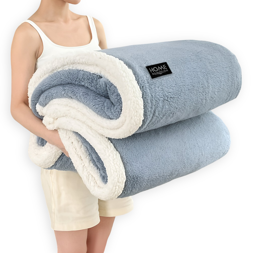 Sherpa - Kuscheldecke doppellagig Faux-Schafsfell