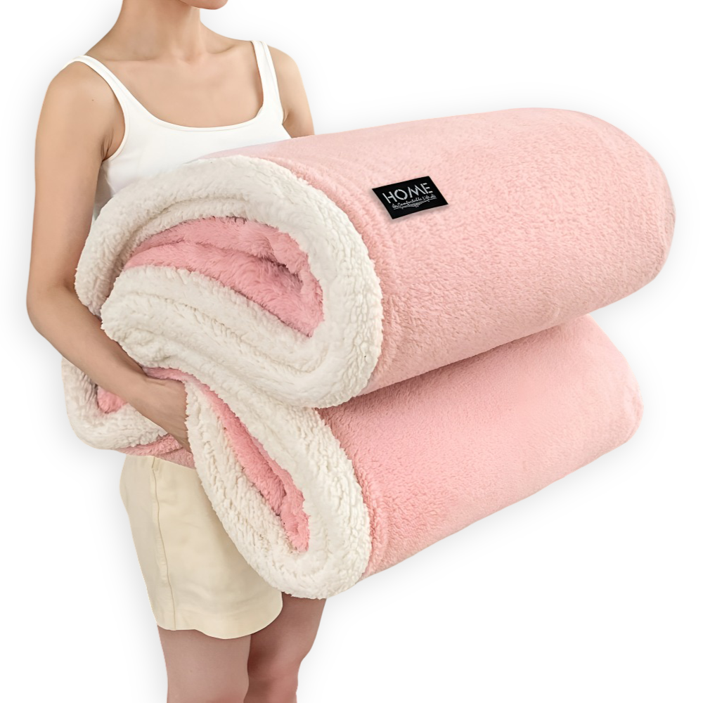 Sherpa - Kuscheldecke doppellagig Faux-Schafsfell