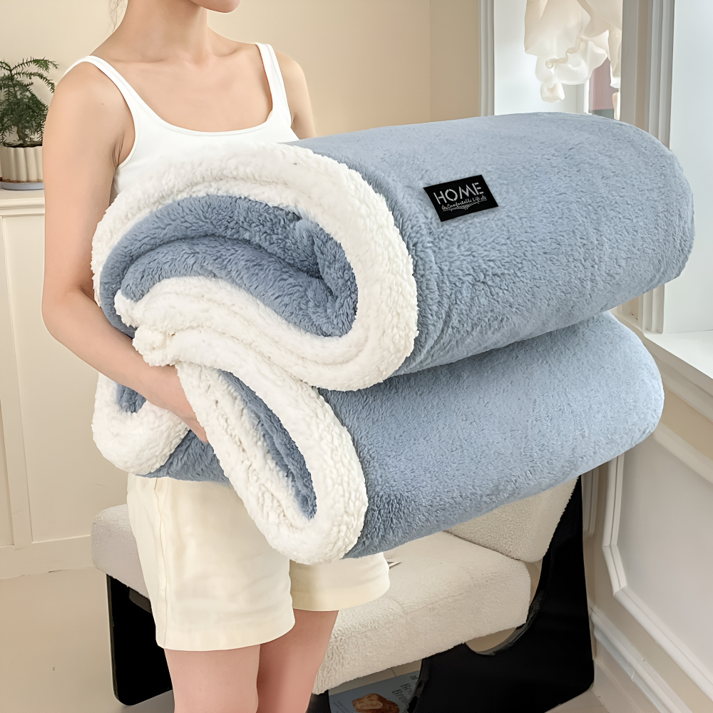 Sherpa - Kuscheldecke doppellagig Faux-Schafsfell