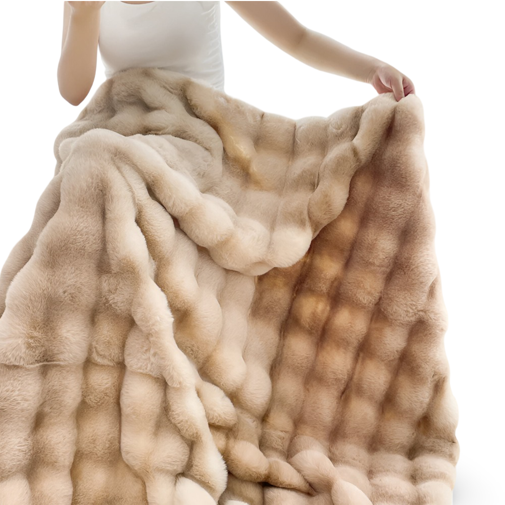 PlushHue - Plaid - Kuscheldecke Kunstfell-Optik superweich &