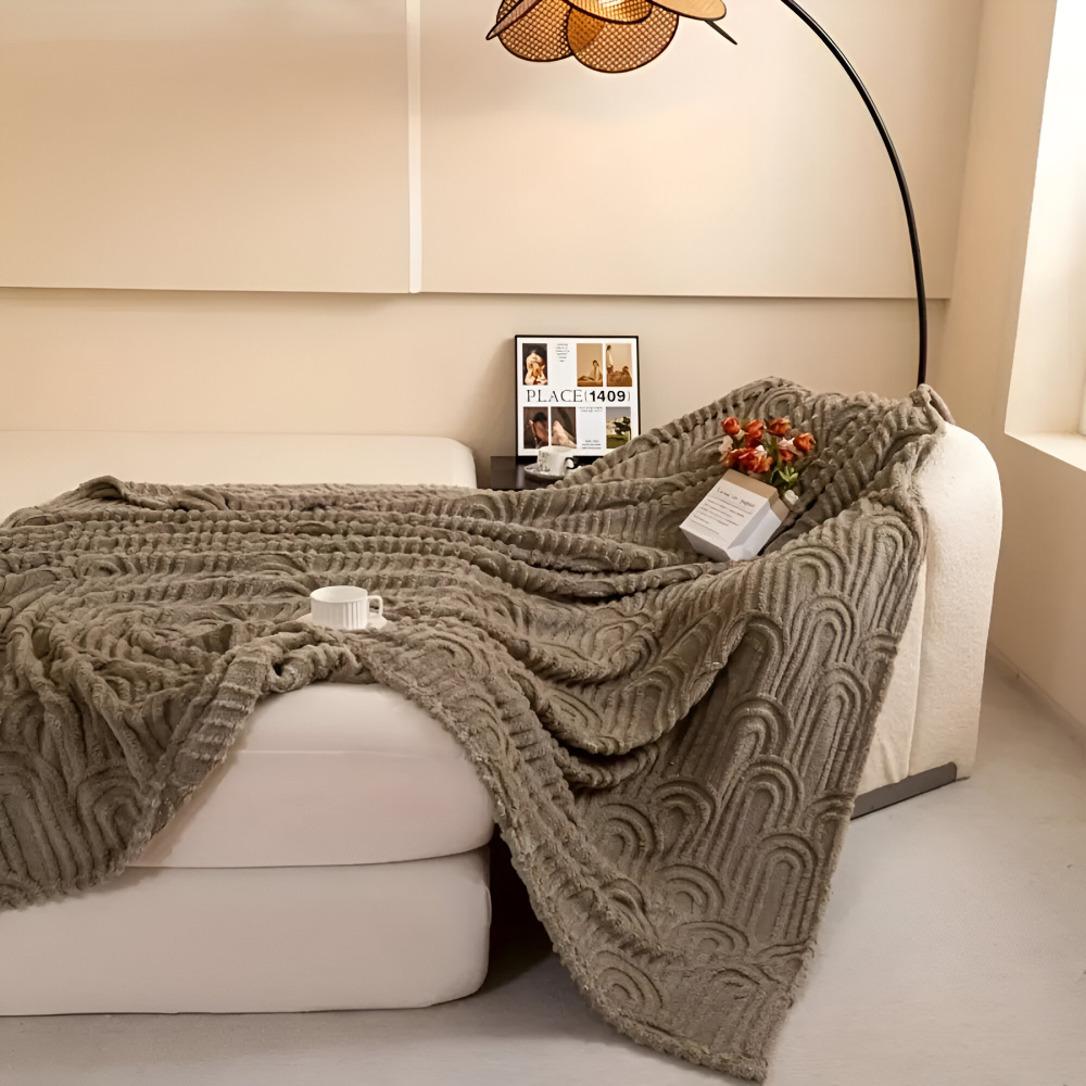 Kuscheldecke - Mikrofaser plüsch mit Bogenmuster