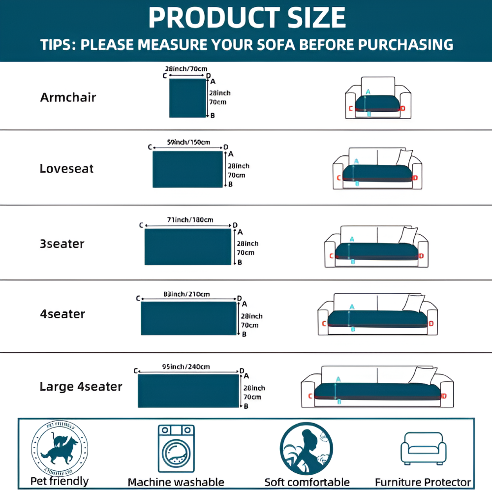 PolyesPlush - Weicher, Rutschfester und Haustierfreundlicher Sofa Cover