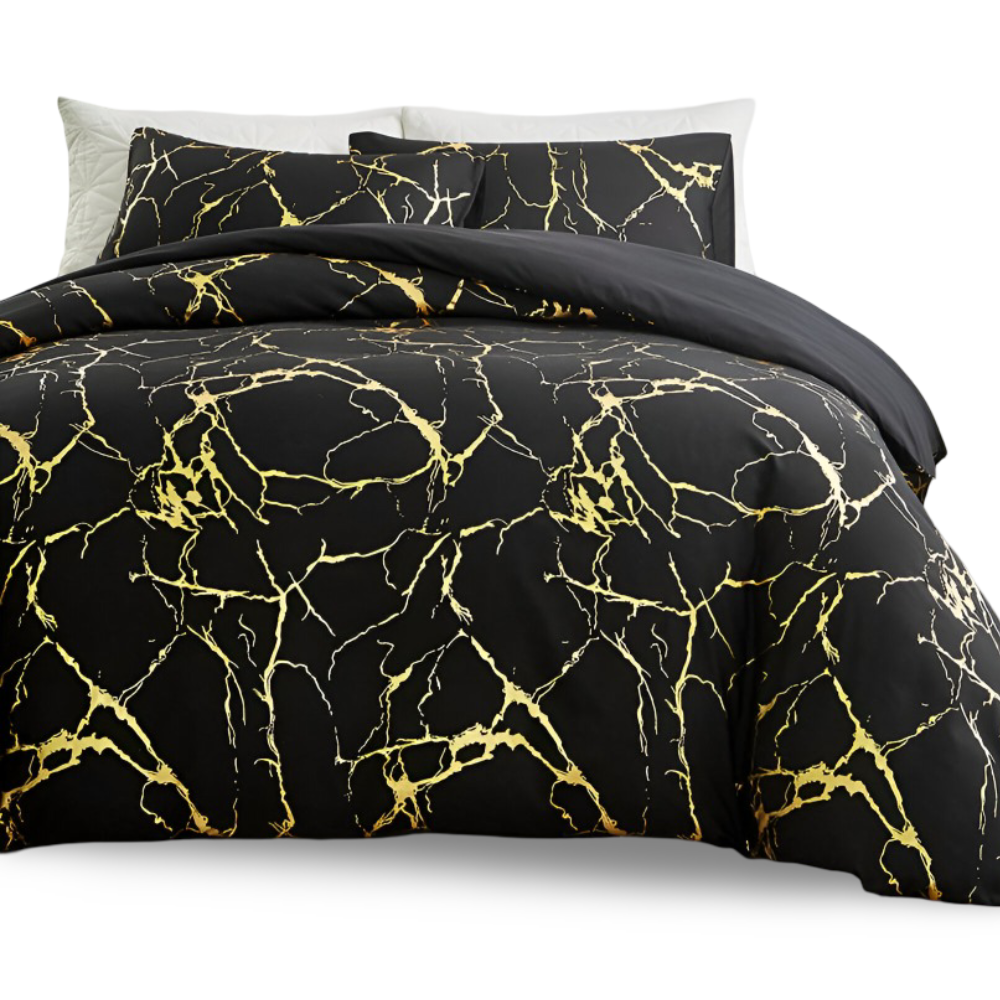 Marmor - Bettdecken-Set Marmor Muster seidig weich &
