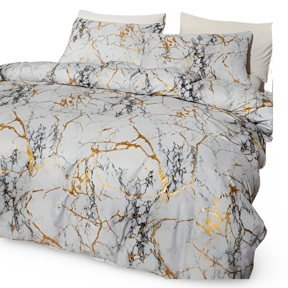 Marmor - Bettdecken-Set Marmor Muster seidig weich &