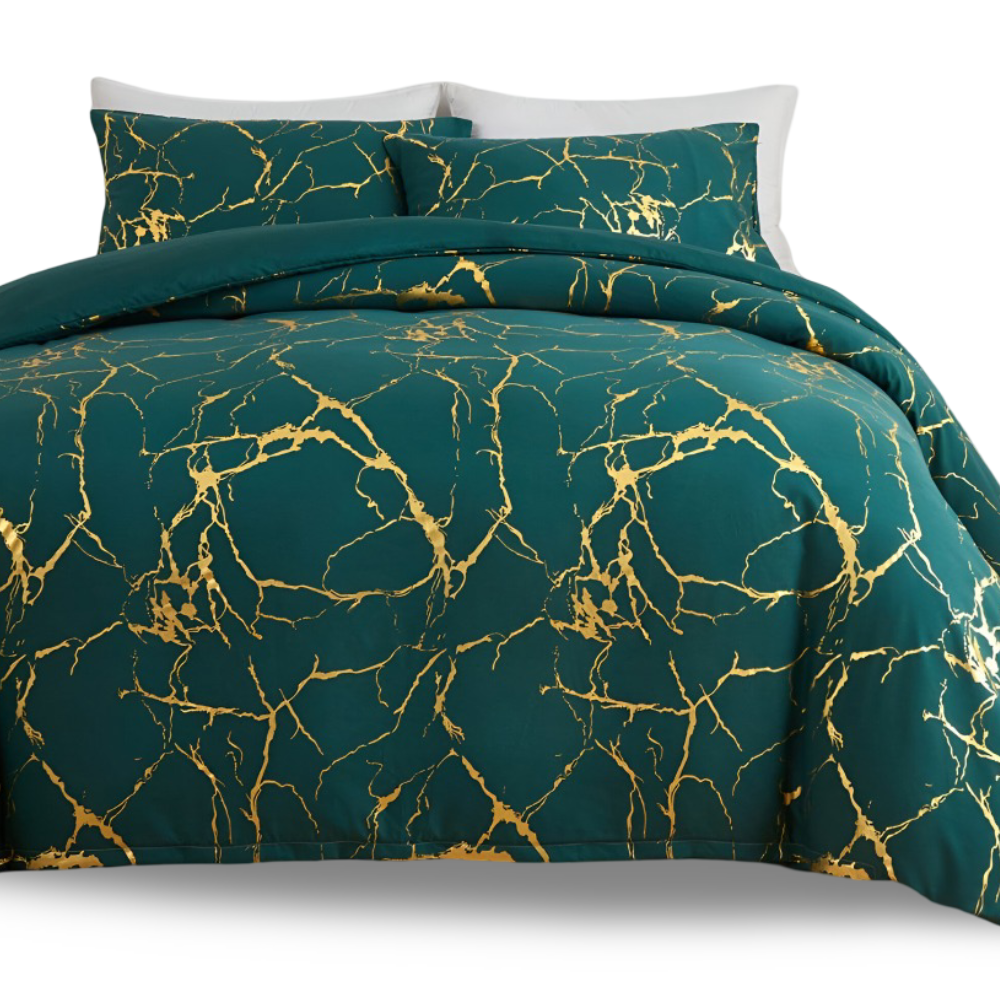 Marmor - Bettdecken-Set Marmor Muster seidig weich &