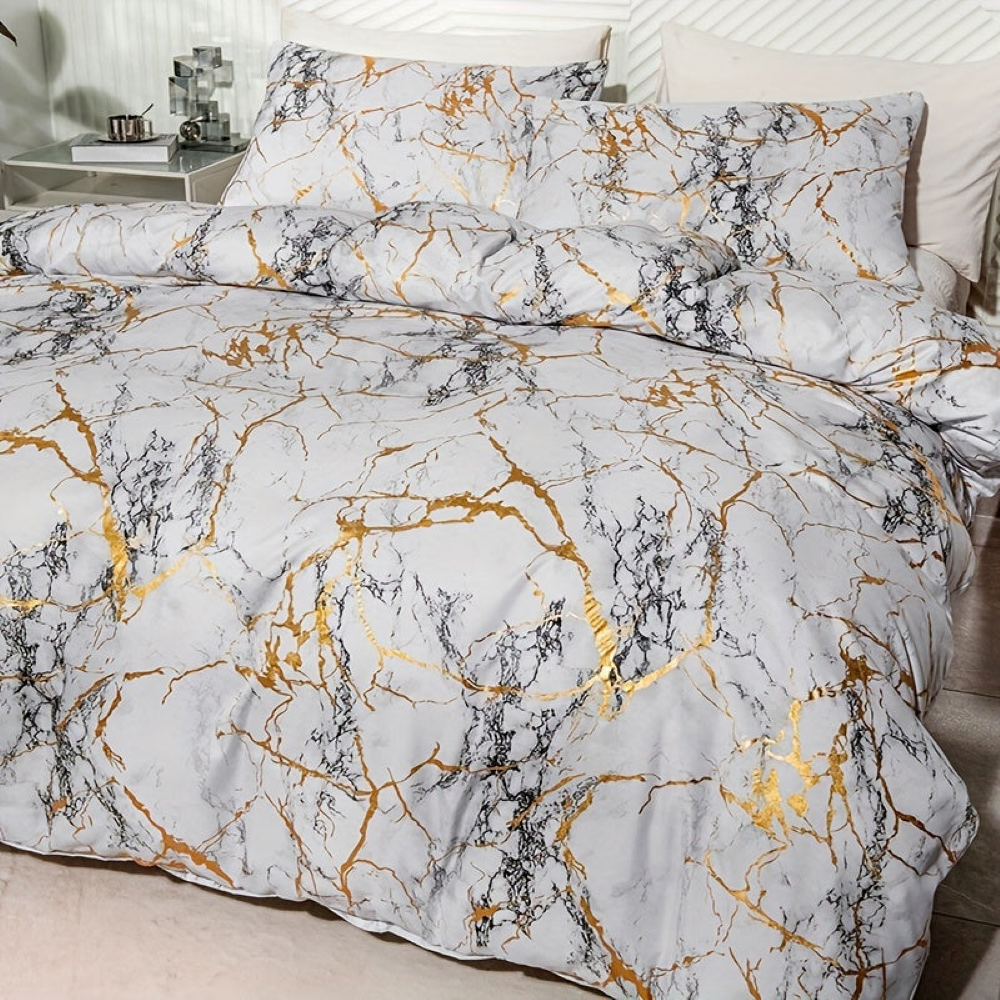 Marmor - Bettdecken-Set Marmor Muster seidig weich &
