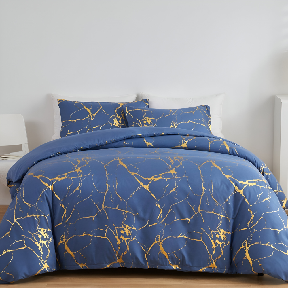Marmor - Bettdecken-Set Marmor Muster seidig weich &