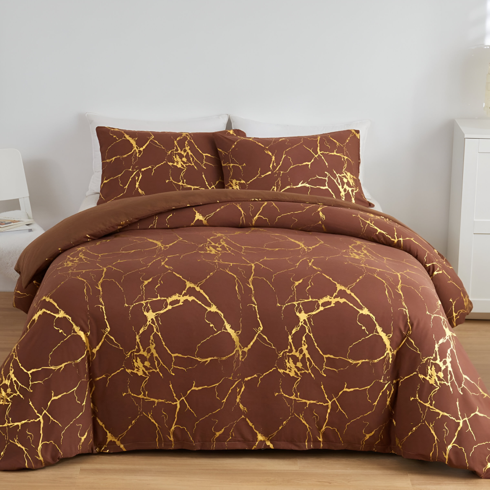 Marmor - Bettdecken-Set Marmor Muster seidig weich &