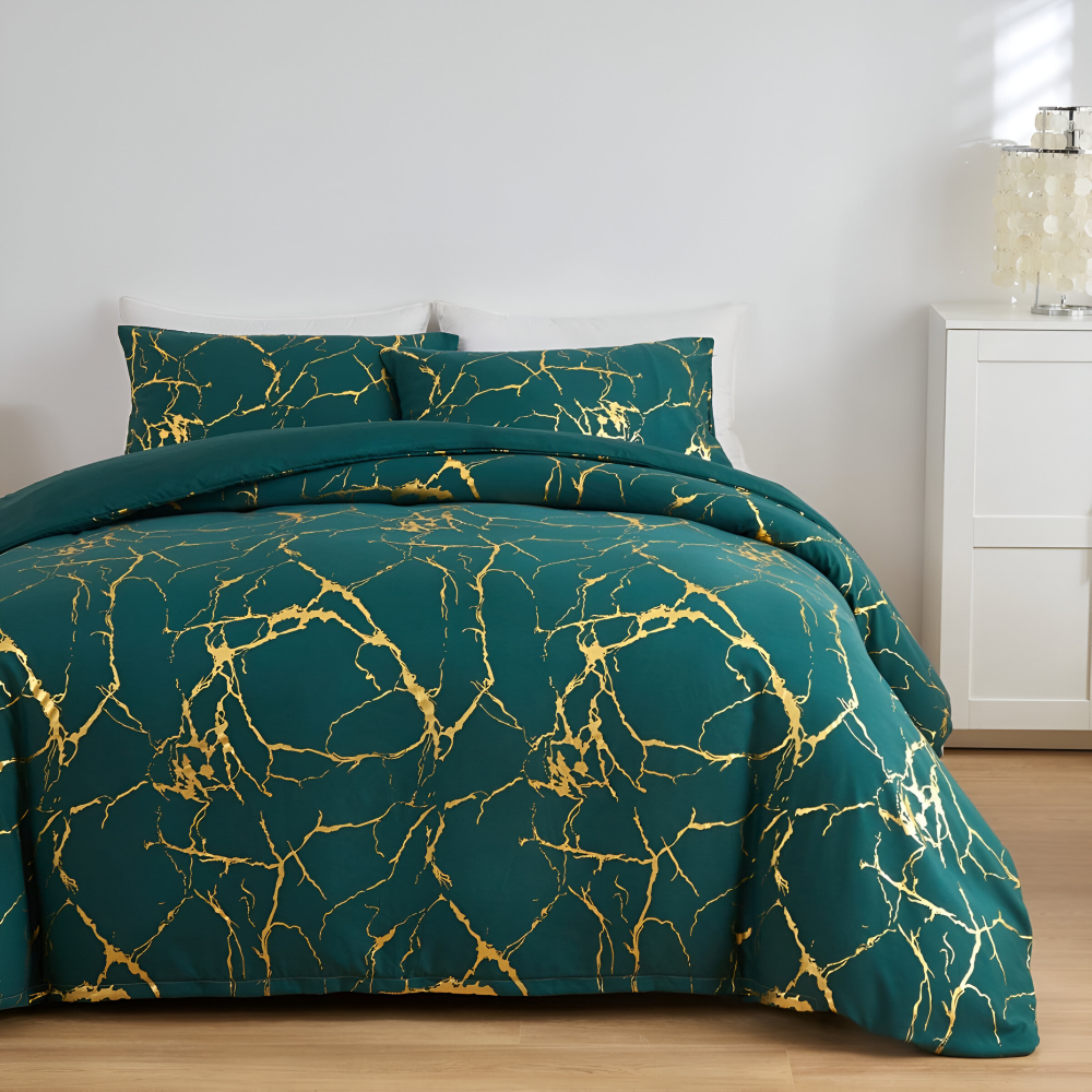 Marmor - Bettdecken-Set Marmor Muster seidig weich &