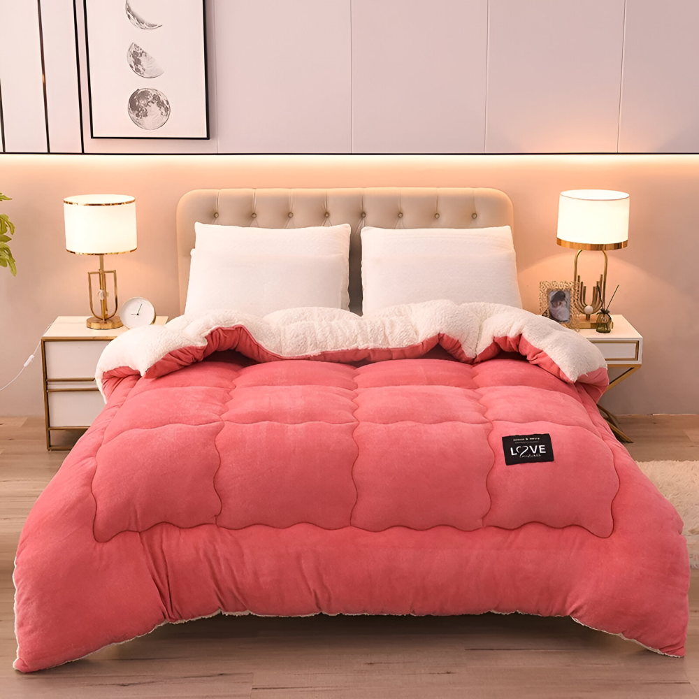 Waschbarer Bettbezug aus Lammwollimitat Winterbettwäsche – Weicher, bequemer Bettbezug