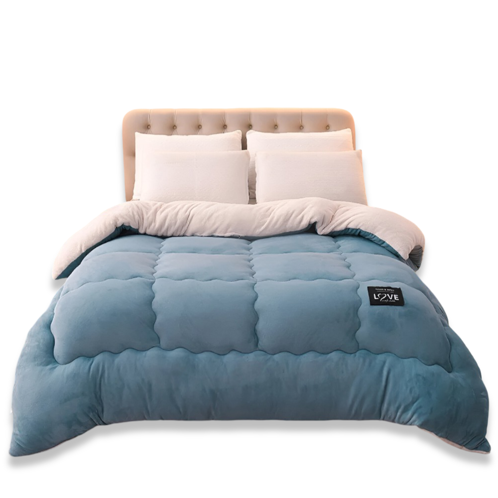 Waschbarer Bettbezug aus Lammwollimitat Winterbettwäsche – Weicher, bequemer Bettbezug