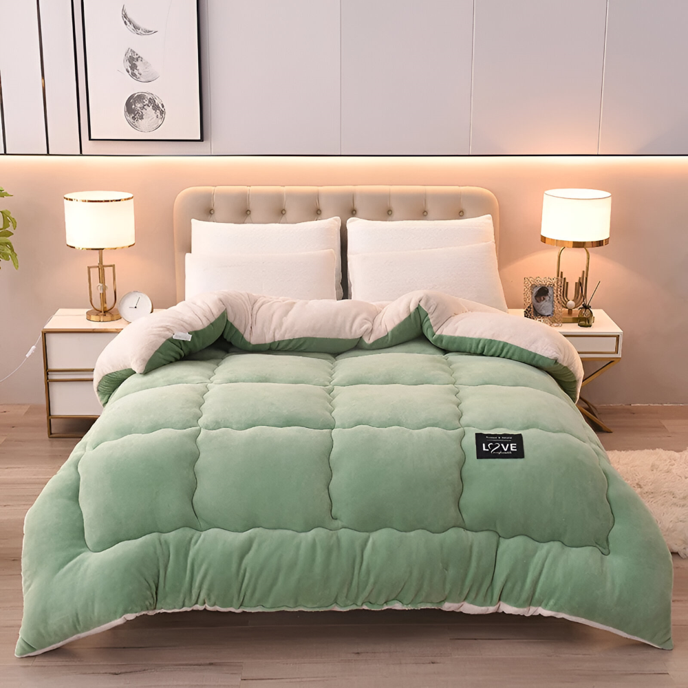 Waschbarer Bettbezug aus Lammwollimitat Winterbettwäsche – Weicher, bequemer Bettbezug