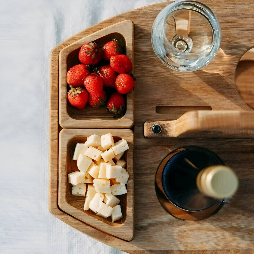 Abnehmbar - Picknicktisch aus Holz mit Weinfächern – Ideal