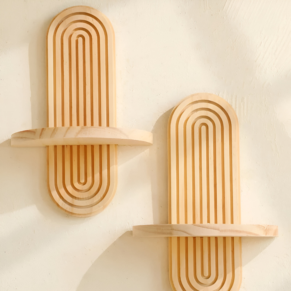 Geometrisches - Wandregal aus Holz 35 cm