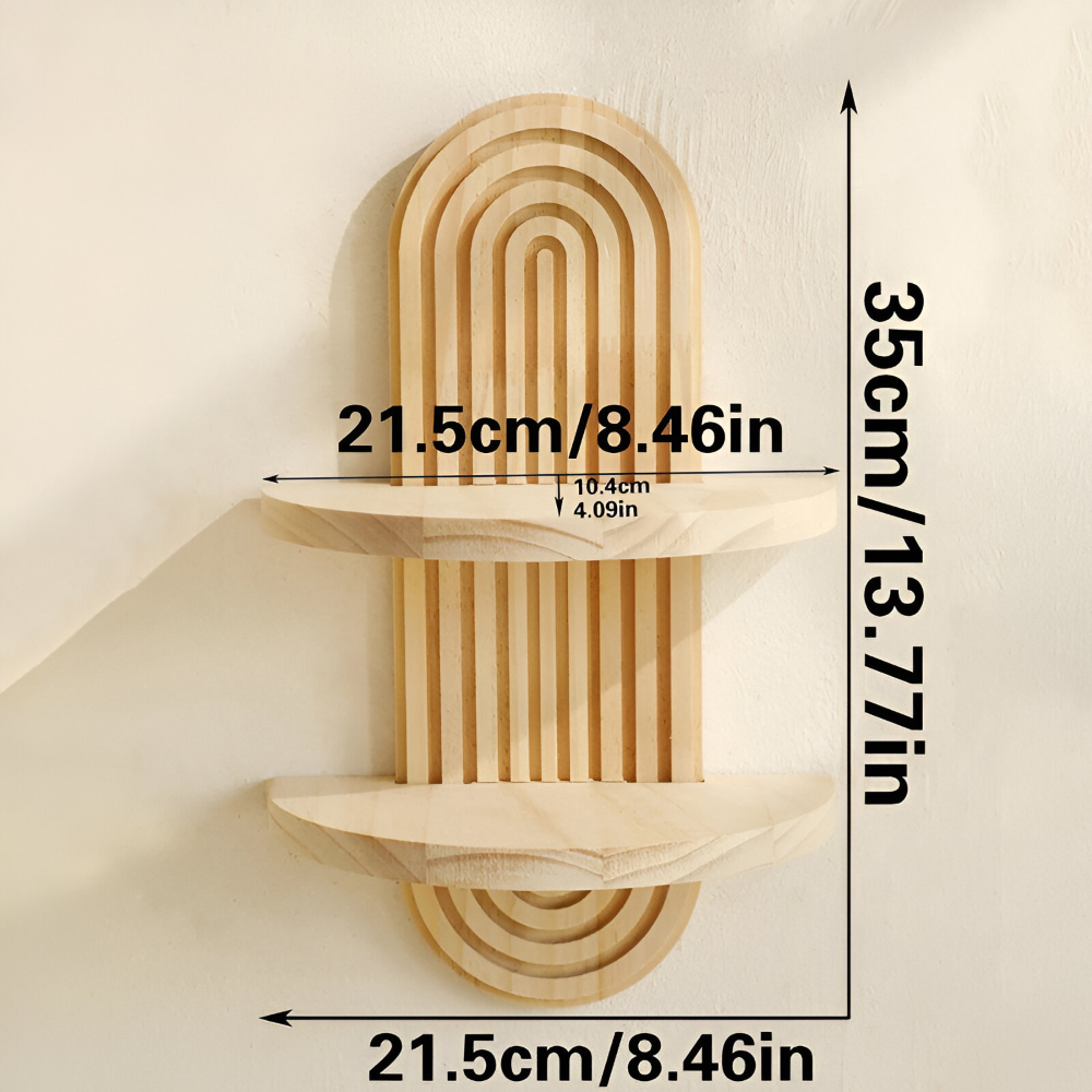 Geometrisches - Wandregal aus Holz 35 cm
