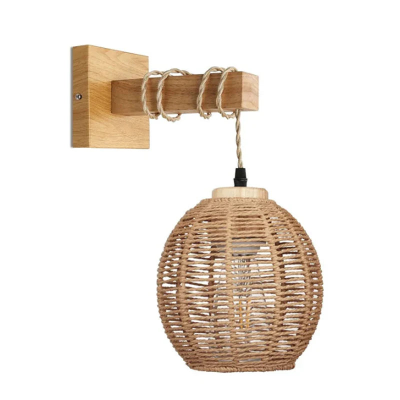 Luzana - Wandleuchte aus Bambus-Rattan, nach oben und unten
