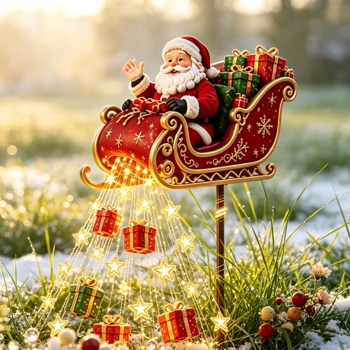 SolarSleigh - Solar-Weihnachtsdekoration mit fliegendem Weihnachtsmann-Schlitten