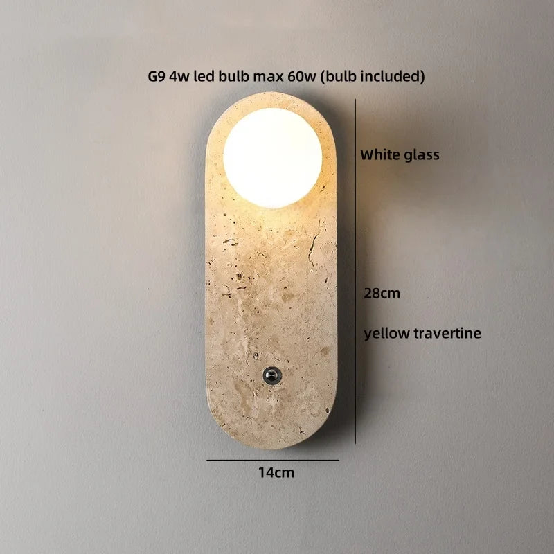 Brio - Wandleuchte aus natürlichem Travertin mit nach oben