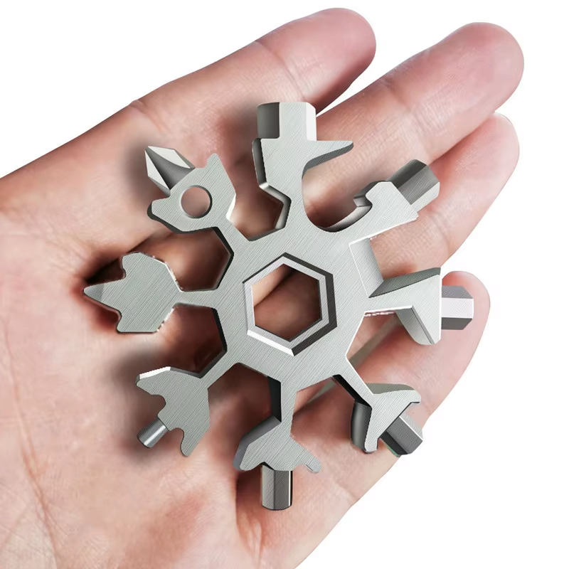 FrostWrench - 18-in-1 Schneeflocken-Multitool-Schlüssel mit Sechskant- und Achteckfunktionen
