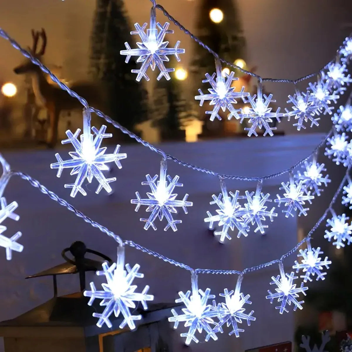 Feeria - LED-Schneeflocken-Lichterkette, batteriebetrieben
