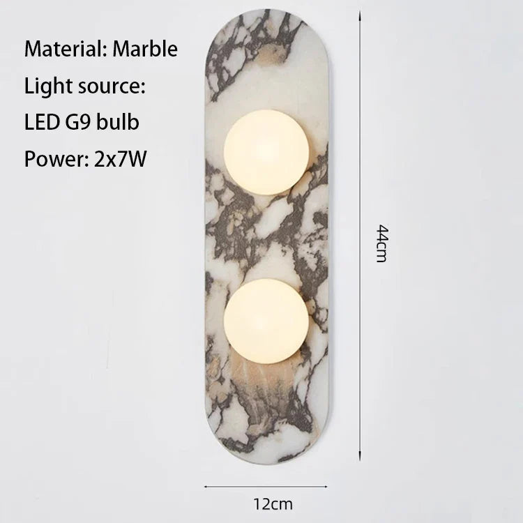 Luara - LED-Wandleuchte aus Naturmarmor mit 2-3 Kugelköpfen