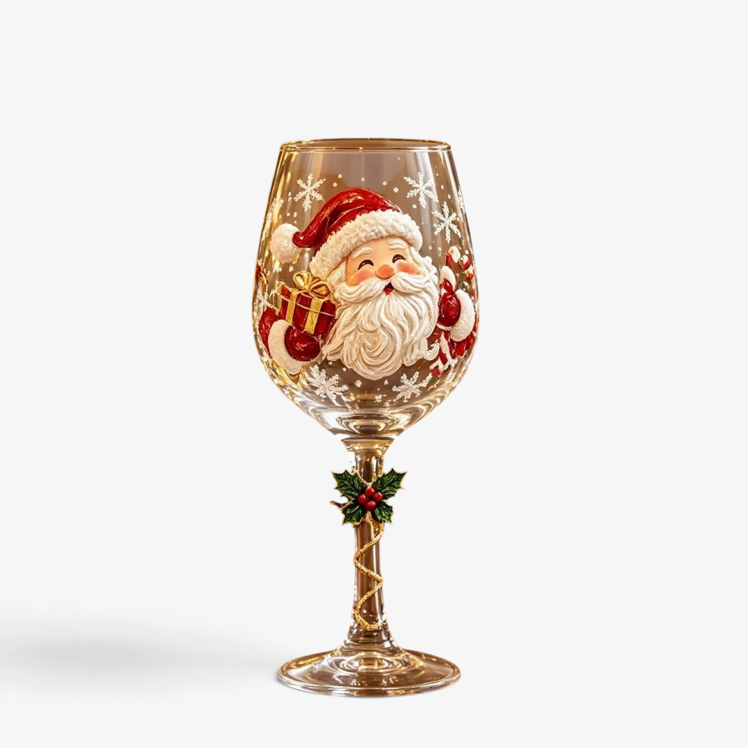 SantaSip - Weihnachtsweinglas mit Weihnachtsmannmotiv
